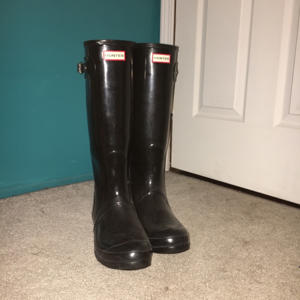 Tall Glossy Black Women’s Hunter Rain Boots